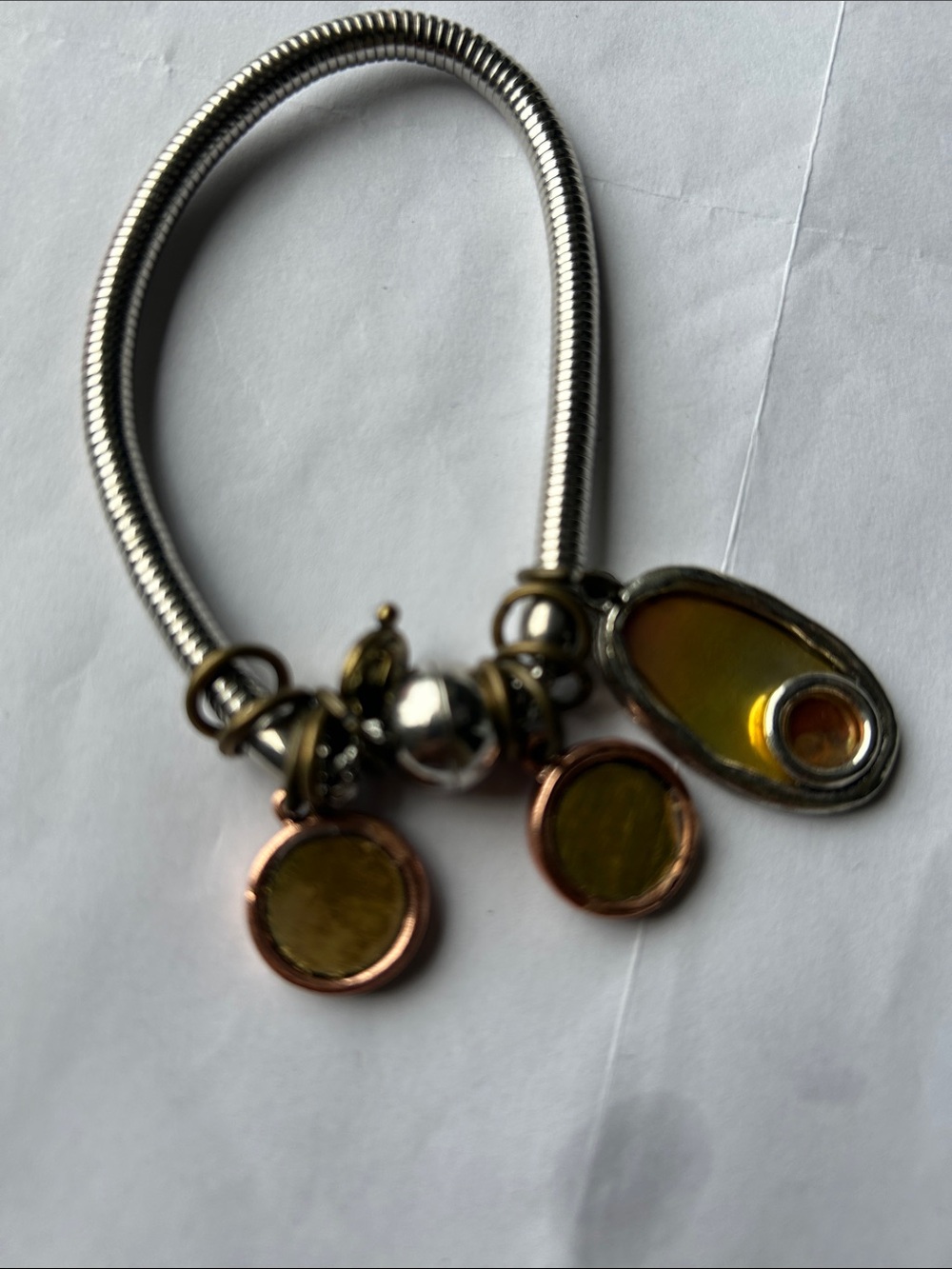 Treska Silver-Tone Bracelet with Yellow Glass Charms